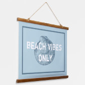 Beach Vibes nur gestörten Schriftart Blau Wandteppich Mit Holzrahmen (Gewinkelt)