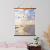 Beach Vibes Ocean Waves Sonnenuntergang Holz Scrol Wandteppich Mit Holzrahmen (Schlafzimmer)
