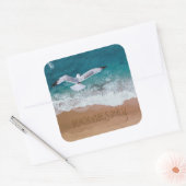 Beach Vibes only Seashore Coastore Seagull Quadratischer Aufkleber (Umschlag)