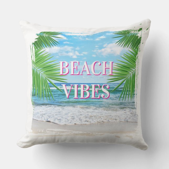 Beach Vibes Outdoor Throw Kissen (Vorderseite)