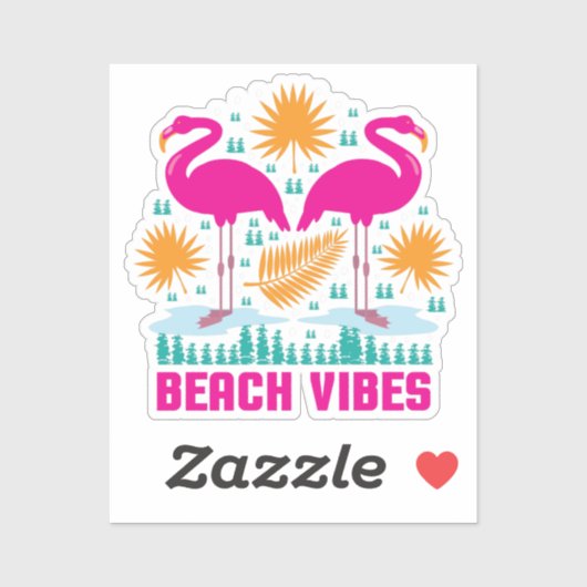 Beach Vibes Pink Flamingos-19501 Aufkleber (Blatt)