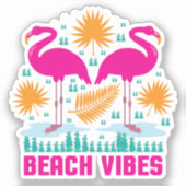 Beach Vibes Pink Flamingos-19501 Aufkleber (Vorderseite)
