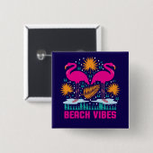 Beach Vibes Pink Flamingos-19501 Button (Vorne & Hinten)