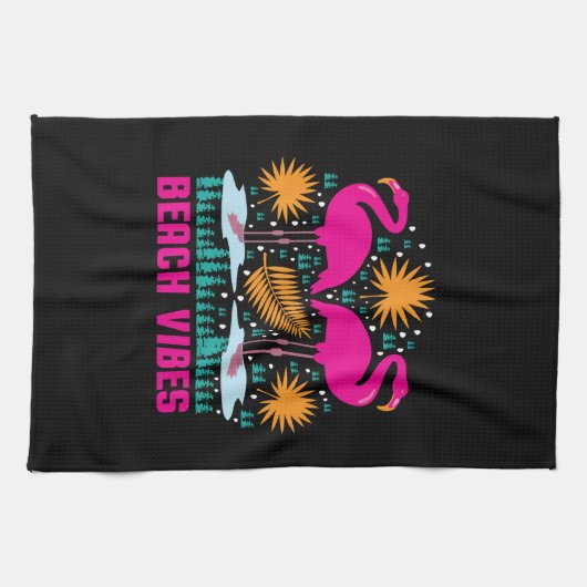 Beach Vibes Pink Flamingos-19501 Geschirrtuch (Horizontal)