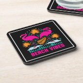 Beach Vibes Pink Flamingos-19501 Getränkeuntersetzer (Linke Seite)
