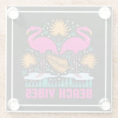 Beach Vibes Pink Flamingos-19501 Glasuntersetzer (Rückseite)