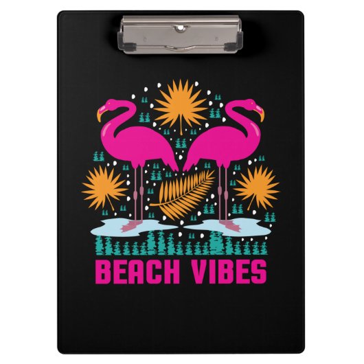 Beach Vibes Pink Flamingos-19501 Klemmbrett (Vorderseite)