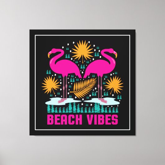 Beach Vibes Pink Flamingos-19501 Leinwanddruck (Vorderseite)