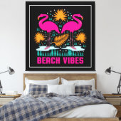 Beach Vibes Pink Flamingos-19501 Leinwanddruck (Insitu (Schlafzimmer))