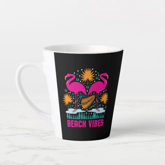 Beach Vibes Pink Flamingos-19501 Milchtasse (Links)