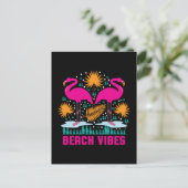 Beach Vibes Pink Flamingos-19501 Postkarte (Stehend Vorderseite)