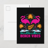 Beach Vibes Pink Flamingos-19501 Postkarte (Vorne/Hinten)