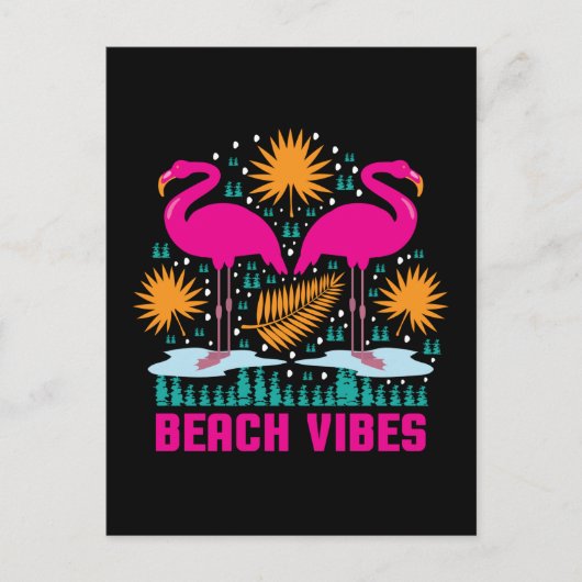 Beach Vibes Pink Flamingos-19501 Postkarte (Vorderseite)