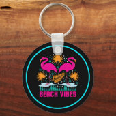 Beach Vibes Pink Flamingos-19501 Schlüsselanhänger (Rückseite)