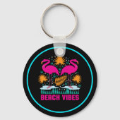 Beach Vibes Pink Flamingos-19501 Schlüsselanhänger (Rückseite)