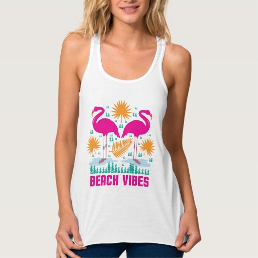 Beach Vibes Pink Flamingos-19501 Tank Top (Vorderseite)