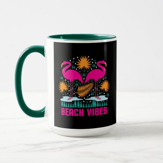 Beach Vibes Pink Flamingos-19501 Tasse (Links)