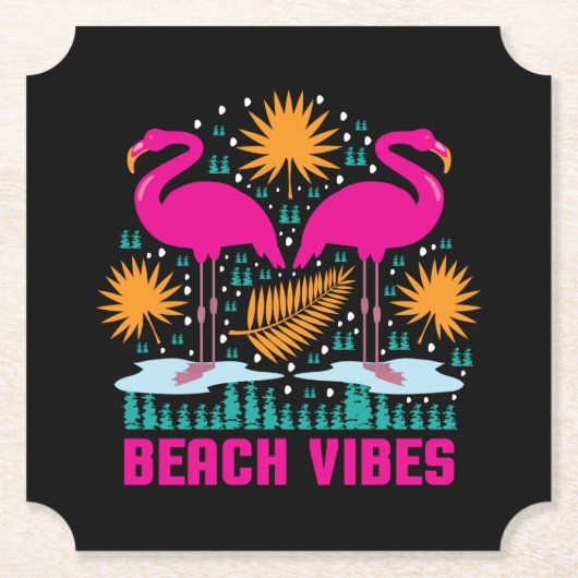 Beach Vibes Pink Flamingos-19501 Untersetzer (Vorderseite)
