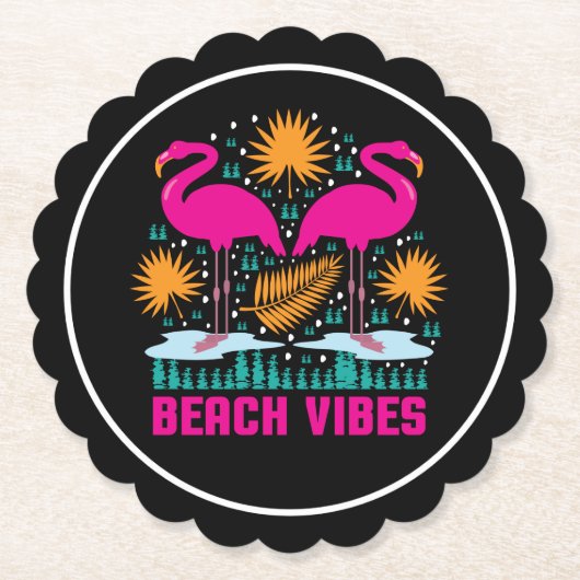 Beach Vibes Pink Flamingos-19501 Untersetzer (Vorderseite)