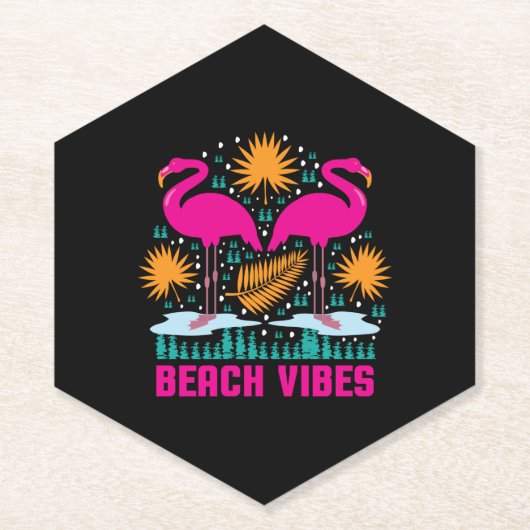 Beach Vibes Pink Flamingos-19501 Untersetzer (Vorderseite)