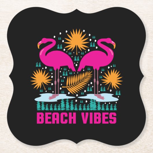 Beach Vibes Pink Flamingos-19501 Untersetzer (Vorderseite)