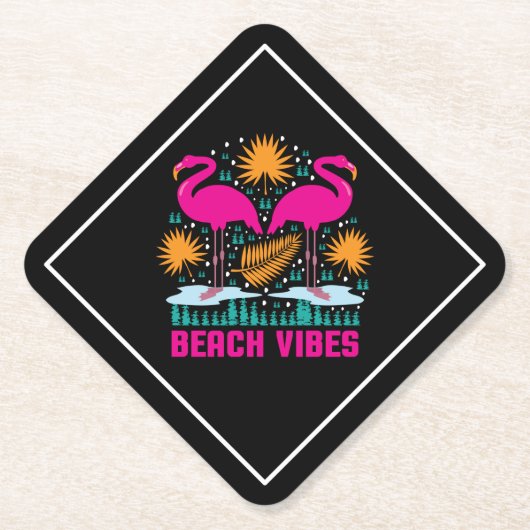 Beach Vibes Pink Flamingos-19501 Untersetzer (Vorderseite)