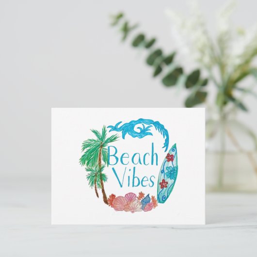 Beach Vibes Postcard Postkarte (Stehend Vorderseite)