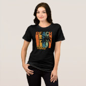 Beach Vibes Retro Summer Black T - Shirt (Vorderseite voll)
