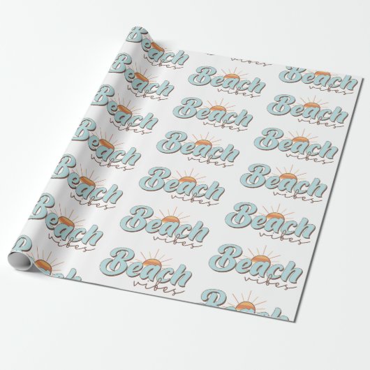 Beach Vibes Retro Summer Sun Pattern Geschenkpapier (Ungerollt)