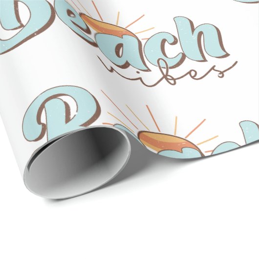 Beach Vibes Retro Summer Sun Pattern Geschenkpapier (Rolleneckpunkt)