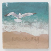 Beach Vibes Sand schreiben Seagull Küste Steinuntersetzer (Vorderseite)