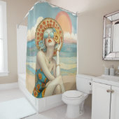 Beach Vibes Summer Glamour Girl in Sonnenbrille Duschvorhang (Beispiel)