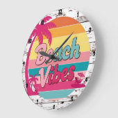 Beach Vibes Sunset Clock Tropical Große Wanduhr (Winkel)