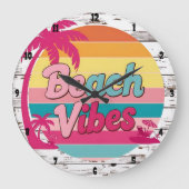 Beach Vibes Sunset Clock Tropical Große Wanduhr (Vorderseite)