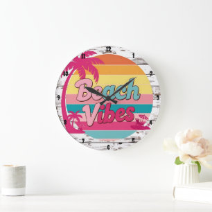 Beach Vibes Sunset Clock Tropical Große Wanduhr
