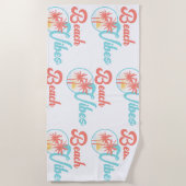 Beach Vibes Sunset in Coral und Blue Strandtuch (Vorderseite)