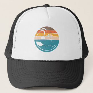 Beach Vintag Sunset Halftone Summer Truckerkappe