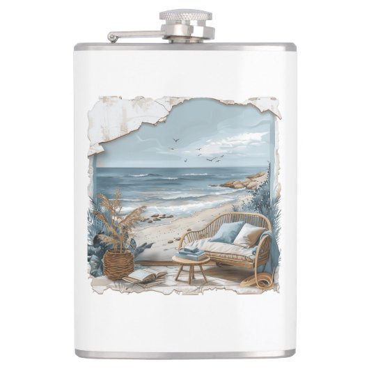 Beach Vision - Fenster "Beach View" Flachmann (Vorderseite)