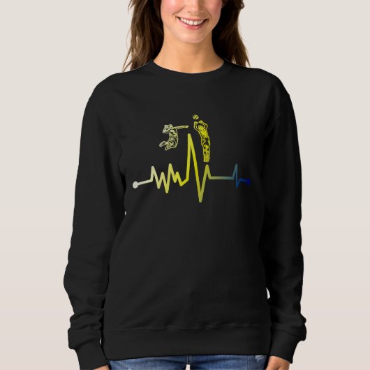 Beach Volley Player Volleyball Player Heartbeat Vo Sweatshirt (Vorderseite)