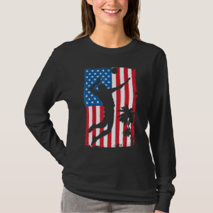 Beach Volleyball American Flag USA Sport Vintag T-Shirt