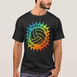 Beach Volleyball Cool Rainbow Sun Volley Ball T-Shirt