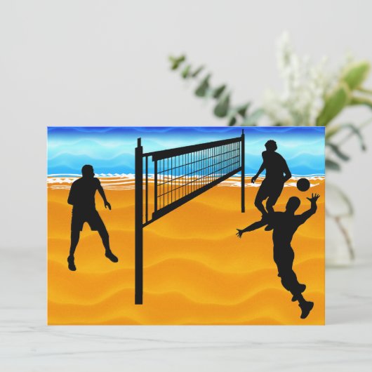 Beach Volleyball Einladung (Stehend Vorderseite)