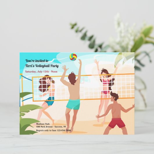 Beach Volleyball Einladung (Stehend Vorderseite)