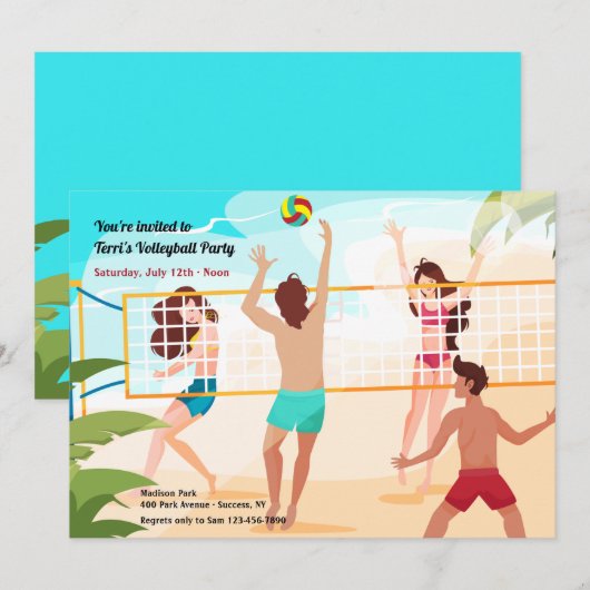 Beach Volleyball Einladung (Vorne/Hinten)