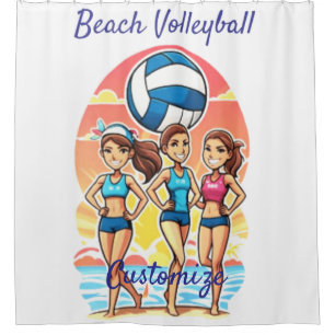 Beach Volleyball Girls Thunder_Cove Duschvorhang