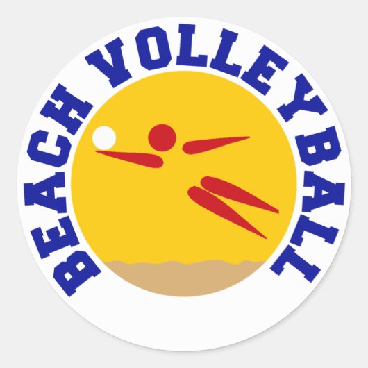 Beach Volleyball Runder Aufkleber (Vorderseite)