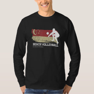 Beach Volleyball Singapur Flag Liebe Volleyball Pl T-Shirt