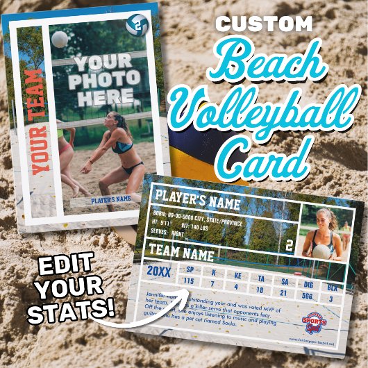 Beach Volleyball Trading Card Souvenir Telefonnummerkarte