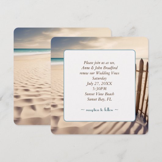 Beach Vow Renewal Wedding Einladung (Vorne/Hinten)