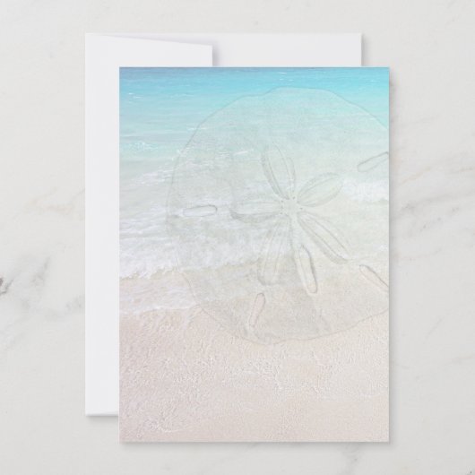 Beach Vows Moderner Lässiger Sand Dollar Einladung (Rückseite)